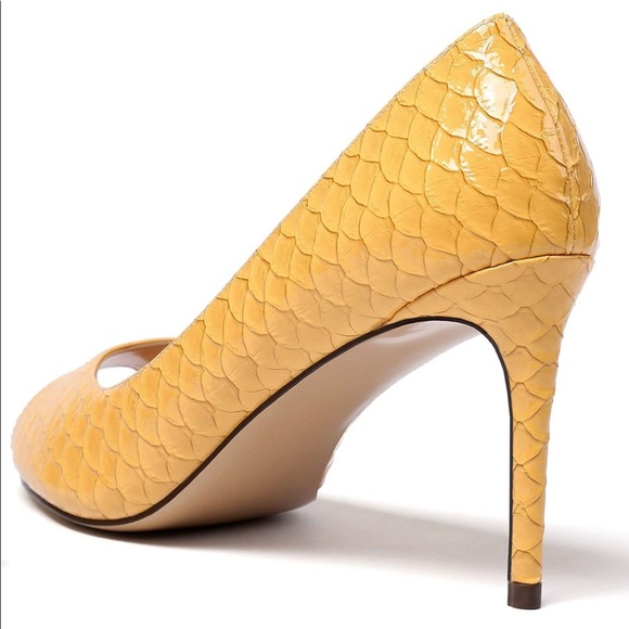 NWT Eldof Peep Toe Pumps in Yellow Snake - Picture 6 of 12